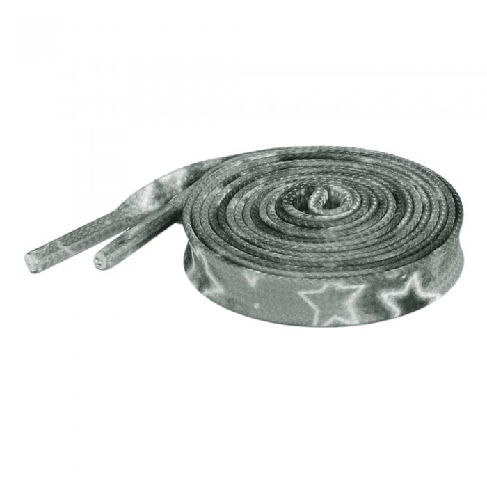 Elerevyo 1 Pair Tie-Dye Stars Flat Shoe Laces for Sneakers, 0.31'' Soft Shoelaces Shoestrings for Casual Hiking Shoes Black Gray 120cm/47.2