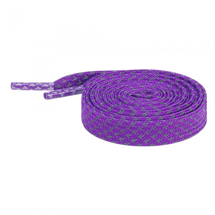 Elerevyo 反射靴紐 デュアルカラー チェック柄 編み込み フラット靴紐 スニーカー用 2組 パープル 160cm/63