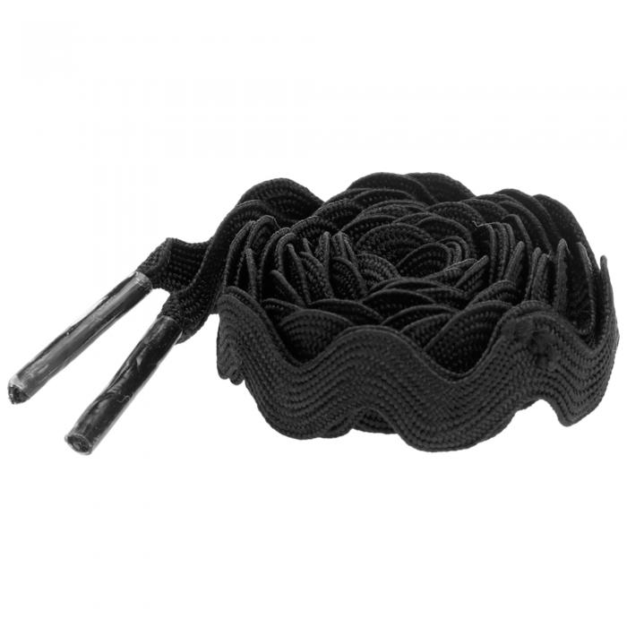 Elerevyo Flat S-Shaped Wavy Shoelaces Fashionable Versatile Solid Gradient Shoe Laces for Sneakers 1 Pair Black 140cm/55.1