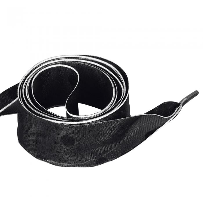 Elerevyo Flat Shoe Laces Snow Yarn Silk Ribbon Shoelaces Fashion Soft Shoestrings for Sneakers 2 Pairs Black-Dot 110cm/43.3