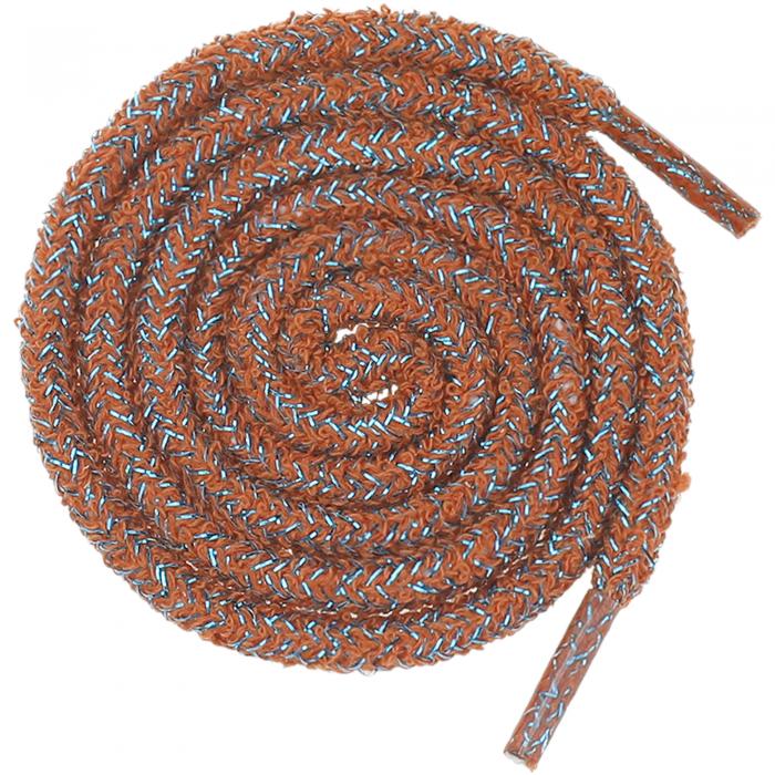 Elerevyo Round Colorful Fashion Shoelaces for Sneakers Gold Wire Bling Shoe Laces Reddish Brown 120cm/47.24
