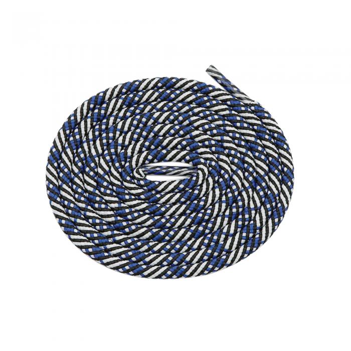 Elerevyo Round Rope Shoe Strings Three-Color Checkered Shoelaces Colorful Shoe Laces for Boots 2 Pairs Black/White/Blue 120cm/47.2