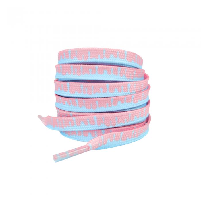 Elerevyo Colorful Shoe Strings Gradient Melted Patterned Shoelaces Shoe Laces for Sneakers 1 Pair Blue and Pink 140cm/55.1