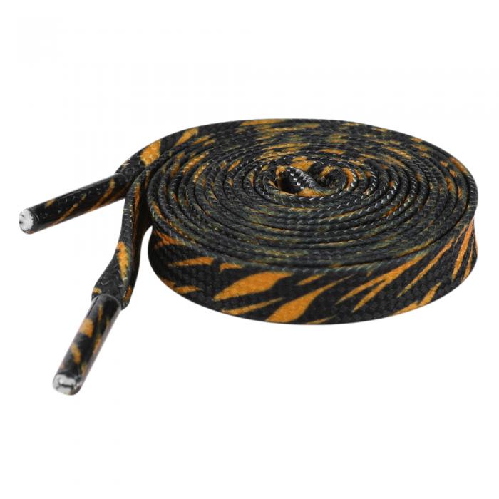 Elerevyo 1 Pair Leopard Print Flat Shoe Laces for Sneakers, 0.31'' Shoelaces Shoestrings for Casual Hiking Shoes Black Orange 140cm/55.1