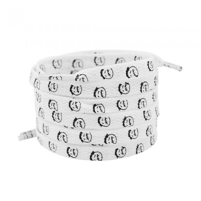 Elerevyo スニーカー用フラットシューレース1組、0.31インチのかわいい柄ソフトシューレース、カジュアルハイキングシューズ用シューストリング 白い面白い顔 120cm