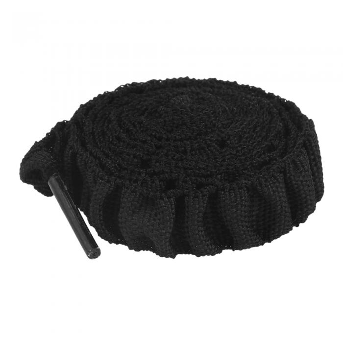 Elerevyo Shoelaces Ruffled Ribbon Solid Color Pleated Elastic Shoe Strings for Sneakers 2 Pairs Black 80cm/31.5