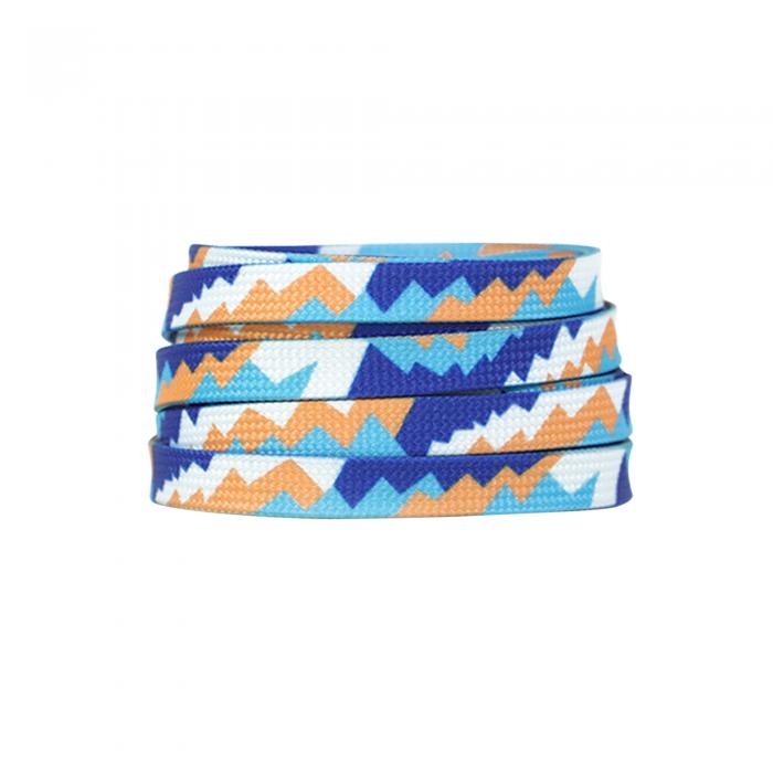 Elerevyo 1 Pair Blue Flat Shoe Laces for Sneakers, 0.31'' Soft Shoelaces Shoestrings for Casual Hiking Shoes Blue White Orange 160cm/63.0