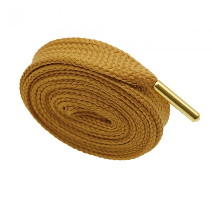 Elerevyo 1組の無地フラット靴ひも、0.71インチの太さの靴ひも、スニーカー用メタルチップ付き イエローブラウン 100CM/39.37