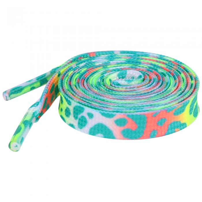 Elerevyo Leopard Shoelaces Multicolor Tie Dye Gradient Shoelace Flat Shoe Strings for Sports Sneakers 2 Pairs Green 100cm/39.4