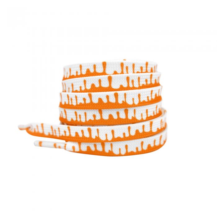 Elerevyo Colorful Shoe Strings Gradient Melted Patterned Shoelaces Shoe Laces for Sneakers 1 Pair White and Orange 140cm/55.1