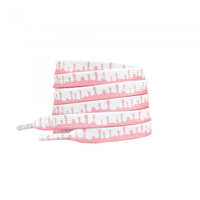 Elerevyo Colorful Shoe Strings Gradient Melted Patterned Shoelaces Shoe Laces for Sneakers 1 Pair White and Pink 140cm/55.1