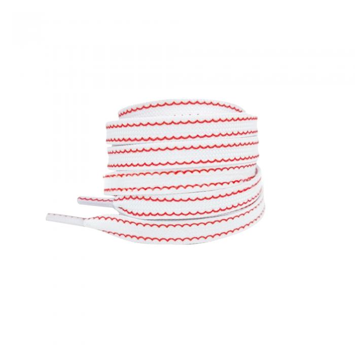 Elerevyo Flat White Shoelaces Colorful Wave Pattern Shoe Laces Strings for Sneakers Sport Shoes 1 Pair Red 140cm/55.1