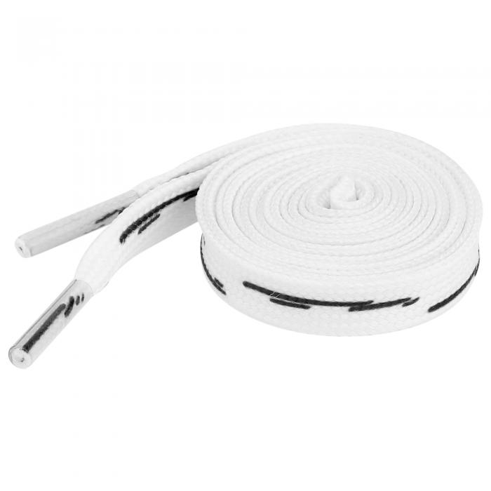 Elerevyo Flat Thin Shoelaces Canvas Shoe Laces Boots Sneakers White-Black 140cm/55.1