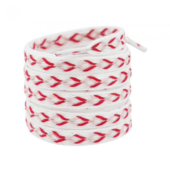 Elerevyo 2 Pairs 0.47'' Wide Contrast Color Flat Fat Braided Twist Woven Shoeslaces Shoe Laces Shoestrings Pink+Red 140cm/55.1