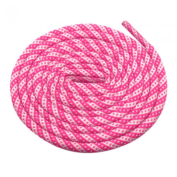 Elerevyo Two-Color Twill Dot Shoelaces, 2 Pairs of Circular Striped Shoelaces for Martin Boots White-Hot Pink 160cm/63.0