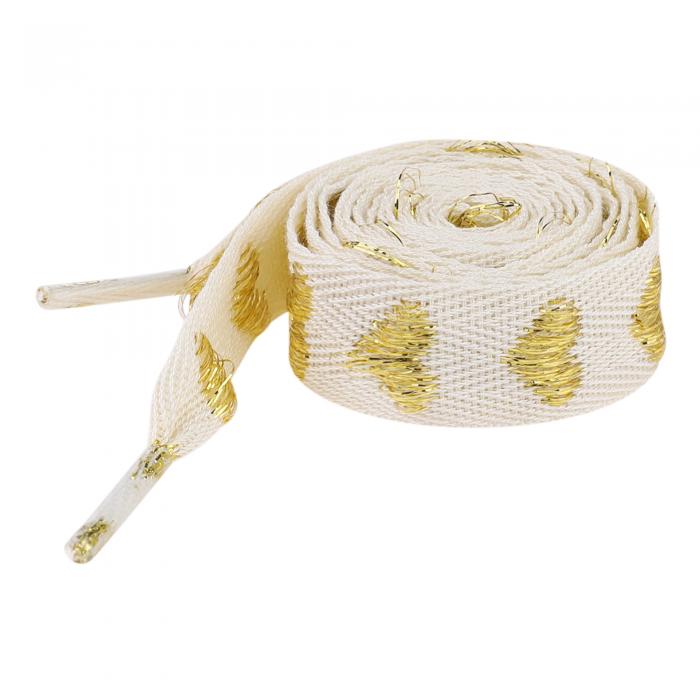 Elerevyo 2 Pairs Flat Glitter Shiny Shoe Laces, Metallic Heart Shoelaces Beige-Gold Heart 120cm/47.2