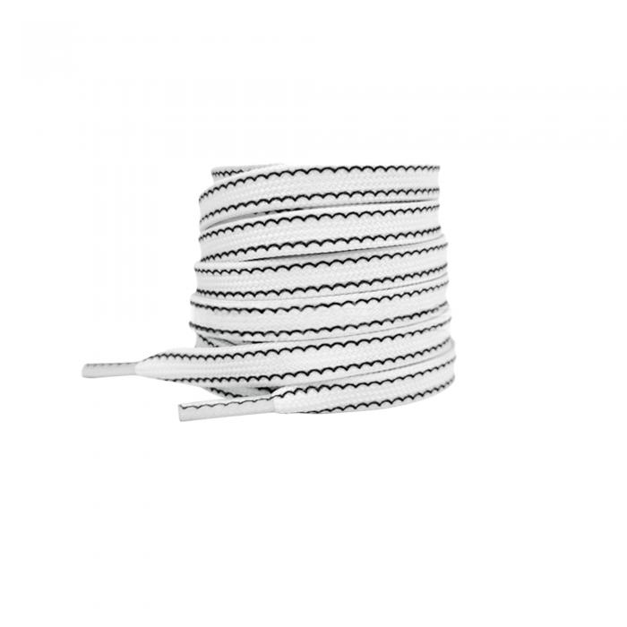 Elerevyo Flat White Shoelaces Colorful Wave Pattern Shoe Laces Strings for Sneakers Sport Shoes 1 Pair Black 120cm/47.2