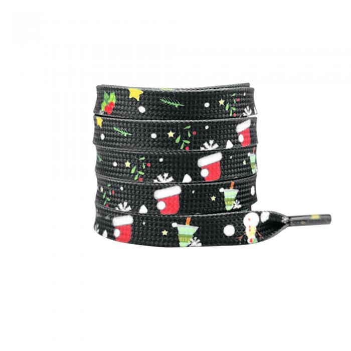 Elerevyo Christmas Flat Shoe Laces for Adults, Men, Him, Women, Teens, Christmas Decorations Shoestrings 1 Pair Christmas 4 140cm/55.1