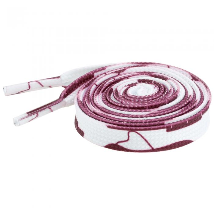 Elerevyo Flat Shoe Strings Irregular Color Blocks Colored Striped Shoelaces for Sneakers Sports Shoes Boots 2 Pairs White-Wine Red 140cm/55.1