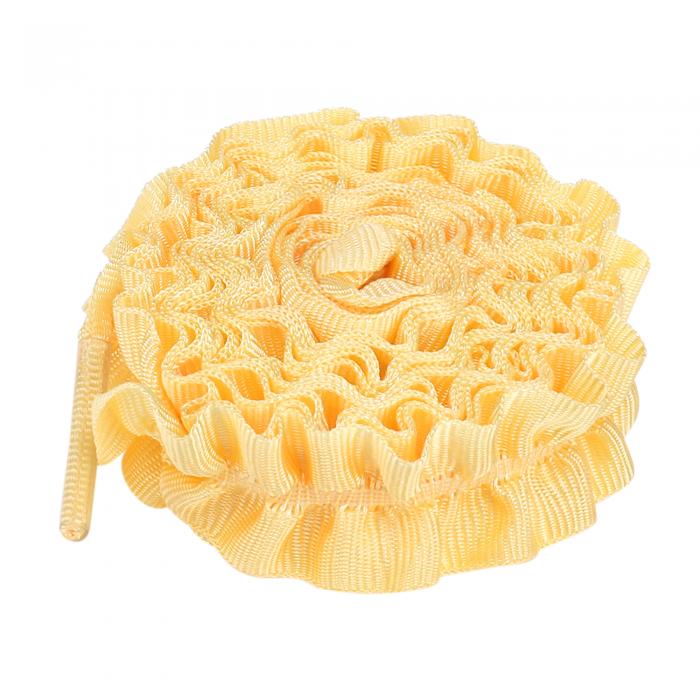 Elerevyo Shoelaces Ruffled Ribbon Solid Color Pleated Elastic Shoe Strings for Sneakers 2 Pairs Yellow 110cm/43.3