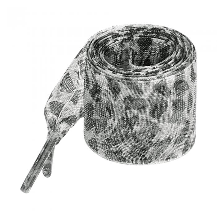 Elerevyo Leopard Print Ribbon Shoe Laces Pattern Flat Wide Lace Shoelaces for Sneakers Gray 130×2.5cm/51.2