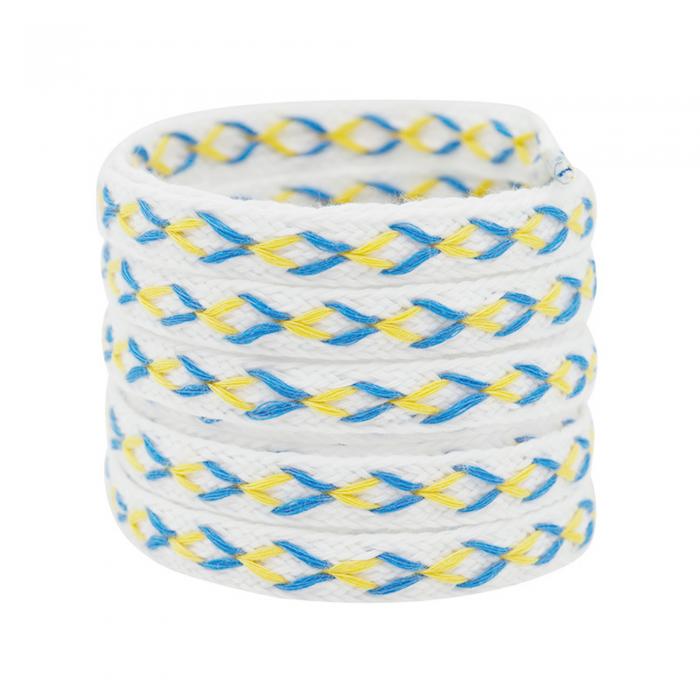 Elerevyo 2 Pairs 0.47'' Wide Contrast Color Flat Fat Braided Twist Woven Shoeslaces Shoe Laces Shoestrings Yellow+Blue 100cm/39.4