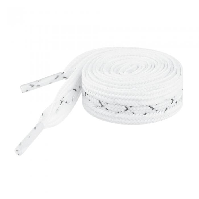 Elerevyo Wide Flat Cross Reflective Shoelace Braided Decorative Rope for Sneakers Skate Boots 2 Pairs White 60cm/23.6