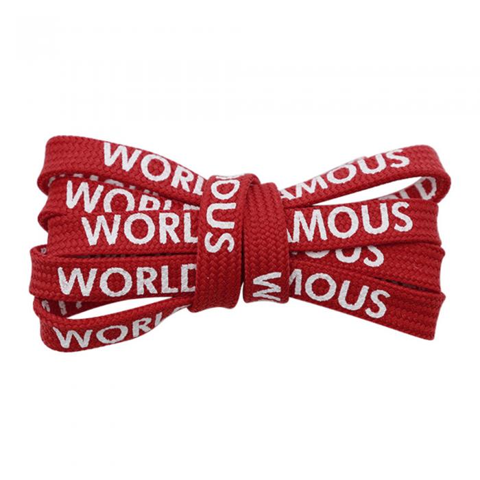 Elerevyo Classic All-Match Thin Shoelaces Text Printed Flat Shoelaces Sneakers Running Sneakers 2Pairs Red 80cm/31.5