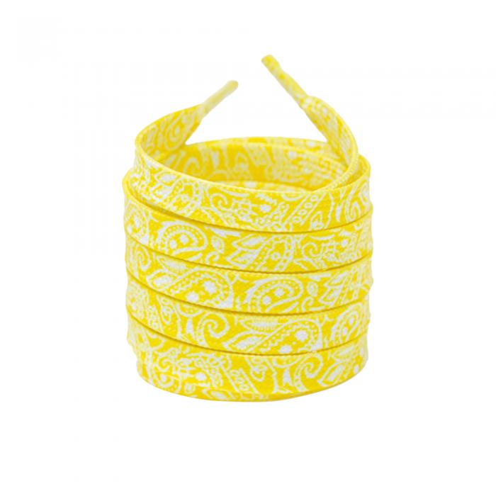 Elerevyo スニーカー用ペイズリーフラットシューレース1組、0.31インチソフトシューレースシューストリングス、カジュアルハイキングシューズ用 イエロー 160cm