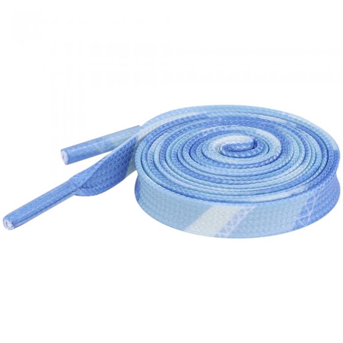 Elerevyo Splicing Printing Flat Shoe Laces Fun Color Pattern Shoelaces for Sneakers Athletic Running Shoes 1 Pair White-Light Blue-Blue 120cm/47.2