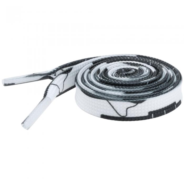 Elerevyo Flat Shoe Strings Irregular Color Blocks Colored Striped Shoelaces for Sneakers Sports Shoes Boots 2 Pairs White-Black 140cm/55.1