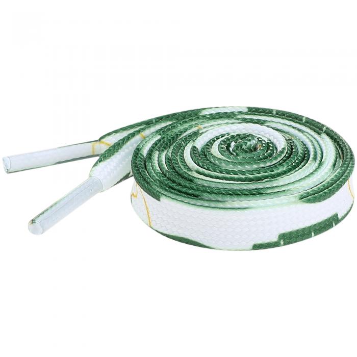 Elerevyo Flat Shoe Strings Irregular Color Blocks Colored Striped Shoelaces for Sneakers Sports Shoes Boots 2 Pairs White-Green 160cm/63.0