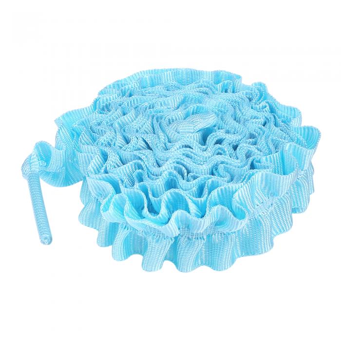 Elerevyo Shoelaces Ruffled Ribbon Solid Color Pleated Elastic Shoe Strings for Sneakers 2 Pairs Sky Blue 120cm/47.2
