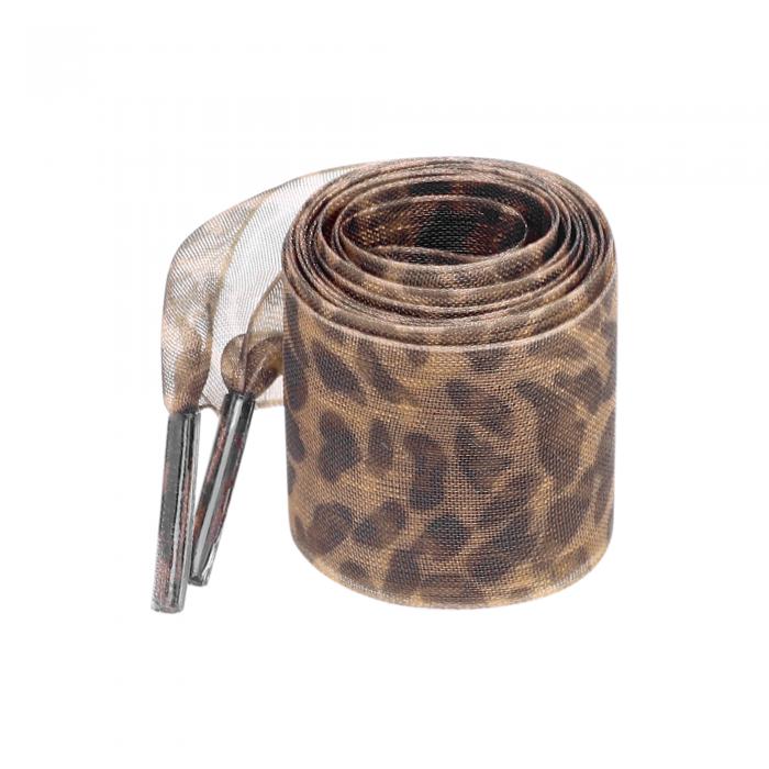 Elerevyo Leopard Print Ribbon Shoe Laces Pattern Flat Wide Lace Shoelaces for Sneakers Brown 140×2.5cm/55.1