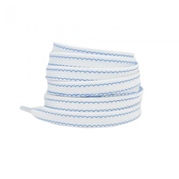 Elerevyo Flat White Shoelaces Colorful Wave Pattern Shoe Laces Strings for Sneakers Sport Shoes 1 Pair Blue 140cm/55.1