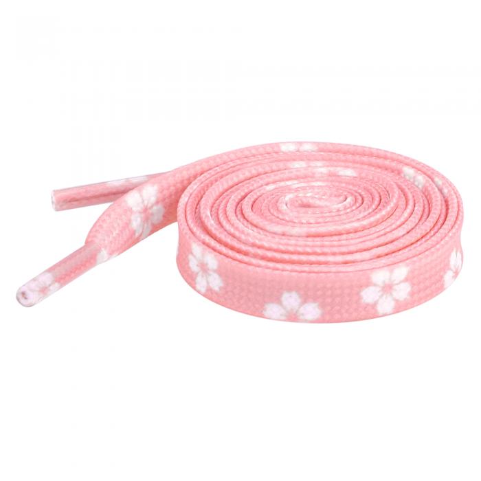 Elerevyo Colorful Floral Printed Flat Shoelaces Sneakers Flower Shoelaces for Casual 1 Pair Pink Sakura 140cm/55.1