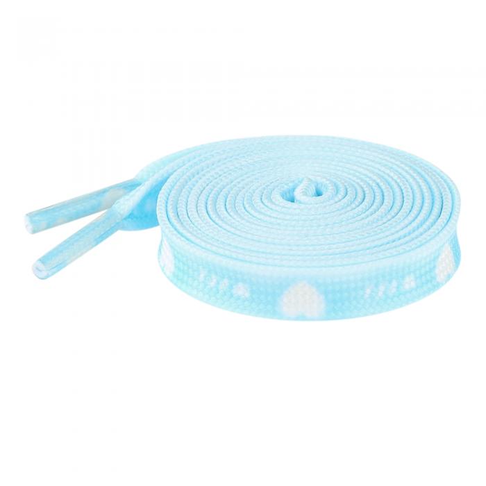 Elerevyo Flat Shoestrings Heart Printed Shoe Lace for Sneakers Athletic Shoelaces 1 Pair Light Blue 120cm/47.2