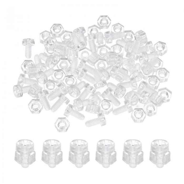 uxcell 40セットM3×6mmクリアアクリルネジと六角ナットキット PCプラスチックフィリっプスラウンドヘッドネジメートリック粗いスレッドボルト 機械用 透明
