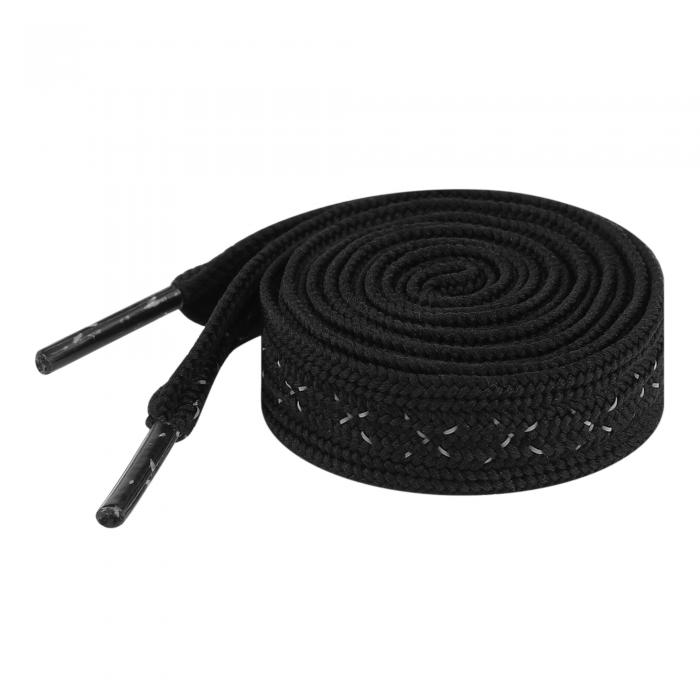 Elerevyo Wide Flat Cross Reflective Shoelace Braided Decorative Rope for Sneakers Skate Boots 2 Pairs Black 120cm/47.2
