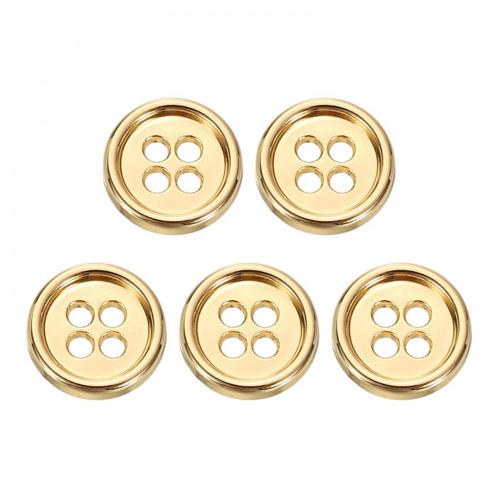 uxcell 5個 金属ボタン11.5mm（0.45インチ）4つ 穴合金丸いボタンクラフト裁縫アクセサリー 衣類DIYク..