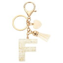 uxcell イニシャルレターキーチェーン レジン製かわいいハートタッセルペンダントアクセサリー アルファベットキーリング 財布 ハンドバッグ バックパック用 ホワイト F