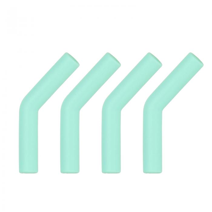 uxcell 4個 シリコンストロー先端 柔らかい再利用可能な金属カバー 10mm/0.39" ODステンレス製 ミント緑