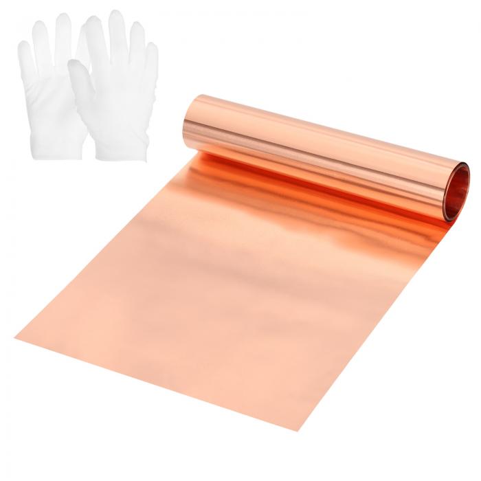 uxcell 銅シートロール 1000 x 100 x 0.1 mm 99.9%純銅ストリップ 白綿手袋付き クラフト 電気 DIYプロ..