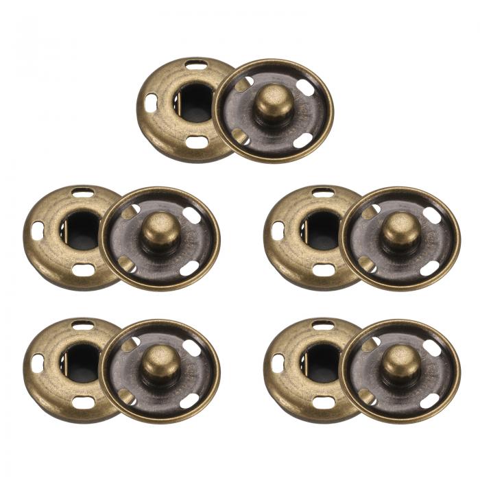 uxcell 5セットの縫い付けスナップボタン17mm金属スナップファスナーボタンファスナープレススタッドバックル ブロンズ