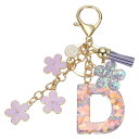 uxcell イニシャルレターキーチェーン かわいいタッセル桜キーチェーンアルファベットDレター装飾 女性用ガールズキーパースハンドバッグバックパック(パープル 1個入り)