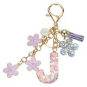 uxcell イニシャルレターキーチェーン かわいいタッセル桜キーチェーンアルファベットJレター装飾と花ペンダント女性用ガールズキーパースハンドバッグバックパック(パープル 1個入り)