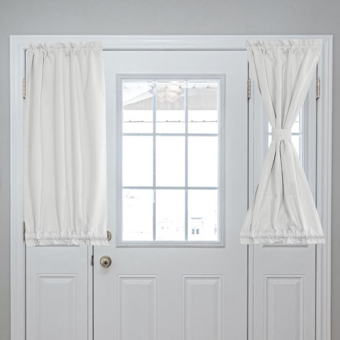 uxcell 遮光ドアカーテン プライバシー保護 ロッドポケットドア タイアップシェード パテ ィオフロントドア窓用 ホワイト 25