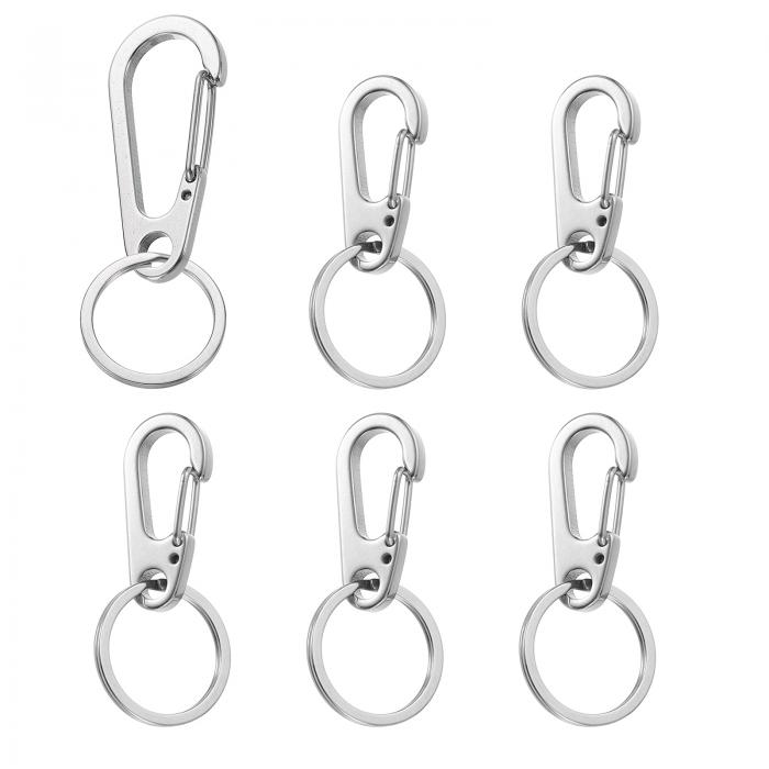 uxcell 2.17インチ x 1.1インチ&1.28インチ x 0.98インチ メタルキーチェーンキーリング、6個 シルバー..