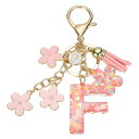 uxcell イニシャルレターキーチェーン かわいいタッセル桜キーチェーンアルファベットFレター装飾と花ペンダント女性用ガールズキーパースハンドバッグバックパック(ピンク 1個入り)
