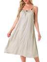 cheibear Womens Satin Sleeveless Pajama Dress Spaghetti Strap Silky Full Slip Mi...